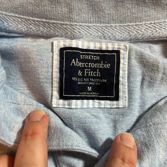 Abercrombie & Fitch Baby Blue Polo Logo Men's Medium Preppy Academia - Picture 4 of 7